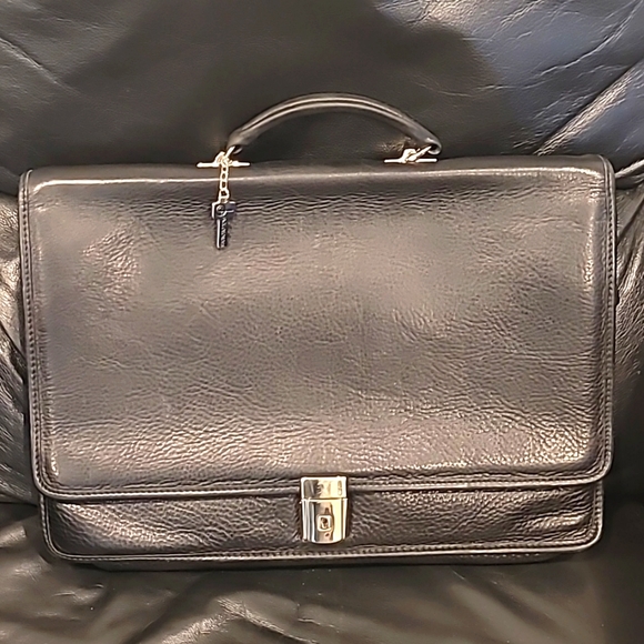 Jack Georges Black Leather Briefcase